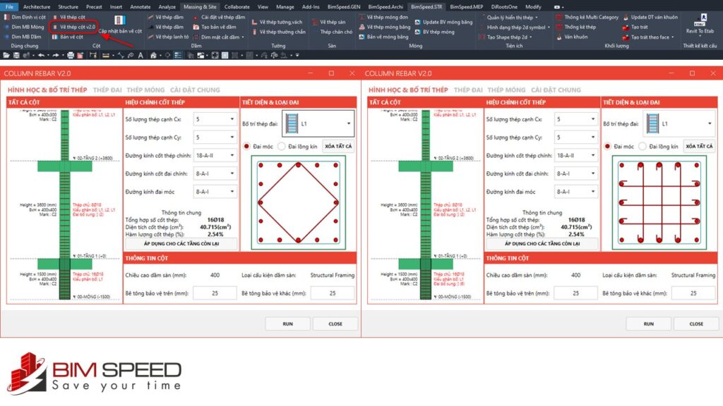 revit create rebar for columns